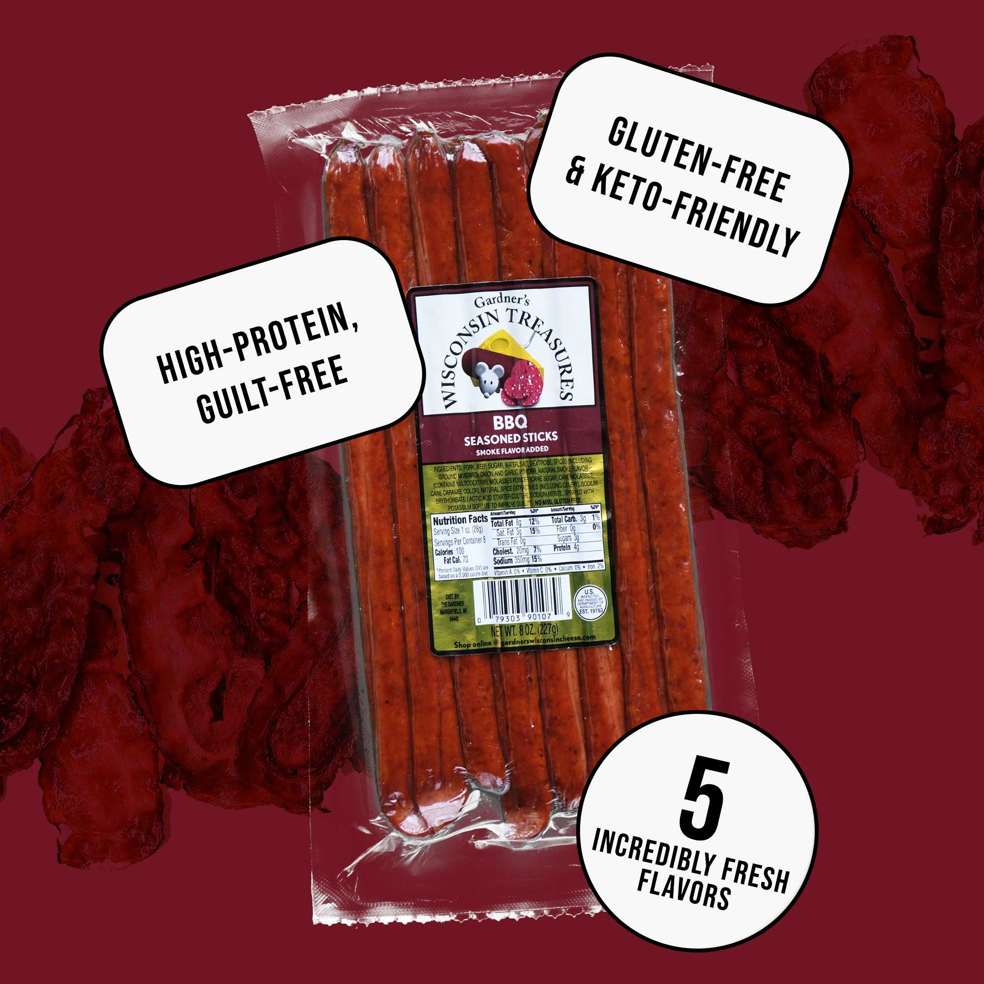 BBQ Snack Sticks - Gardners Wisconsin Cheese and Sausage