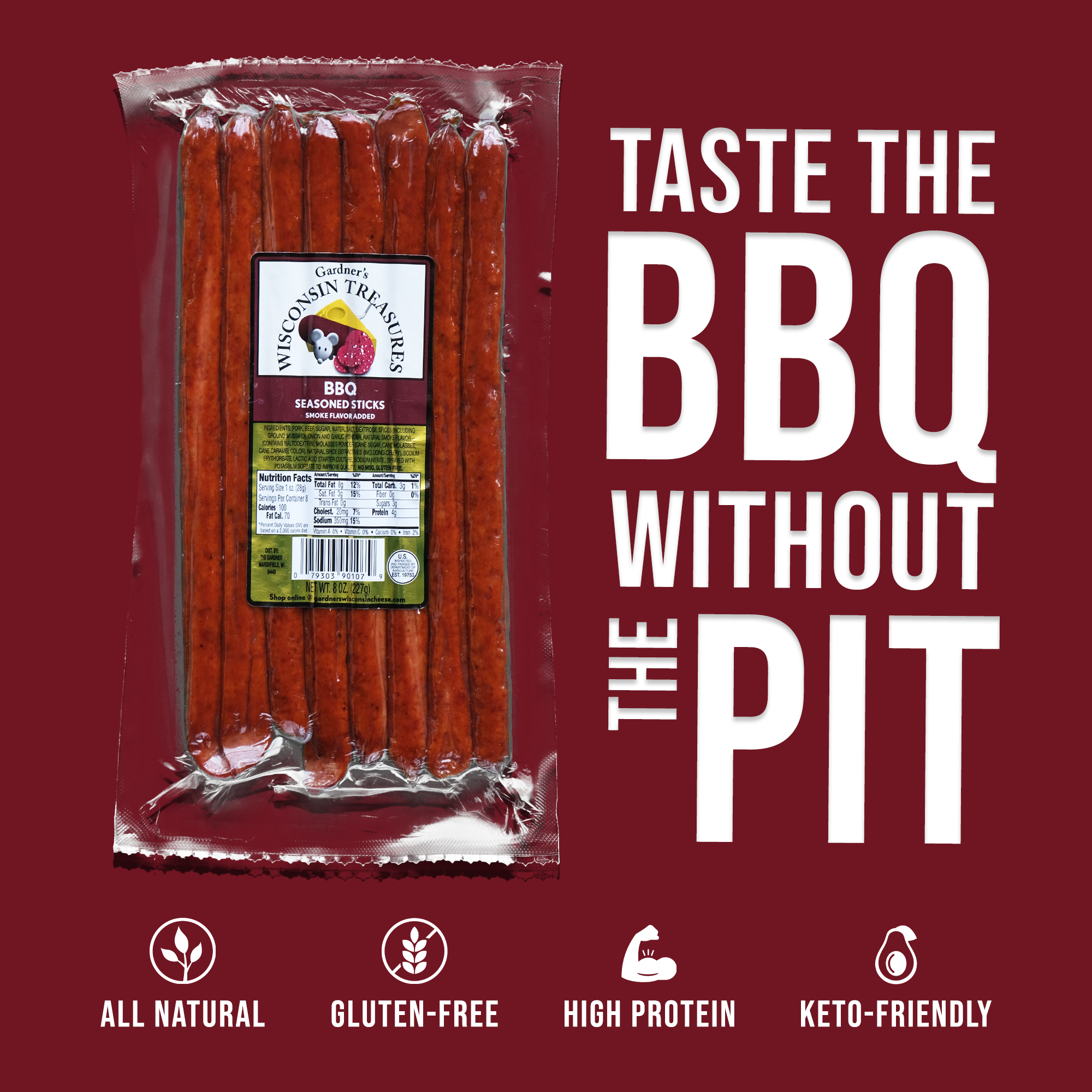 BBQ Snack Sticks - Gardners Wisconsin Cheese and Sausage