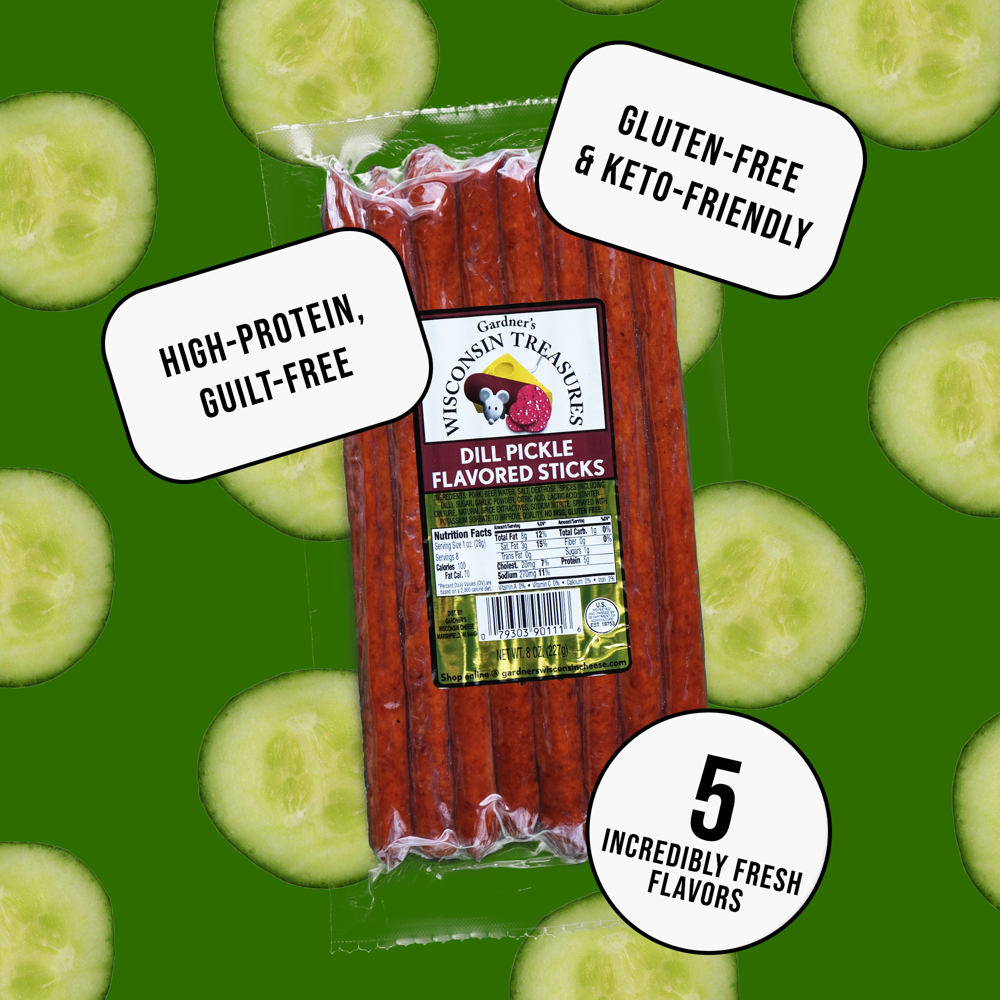 Dill Pickle Meat Sticks *NEW* - Gardners Wisconsin Cheese and Sausage