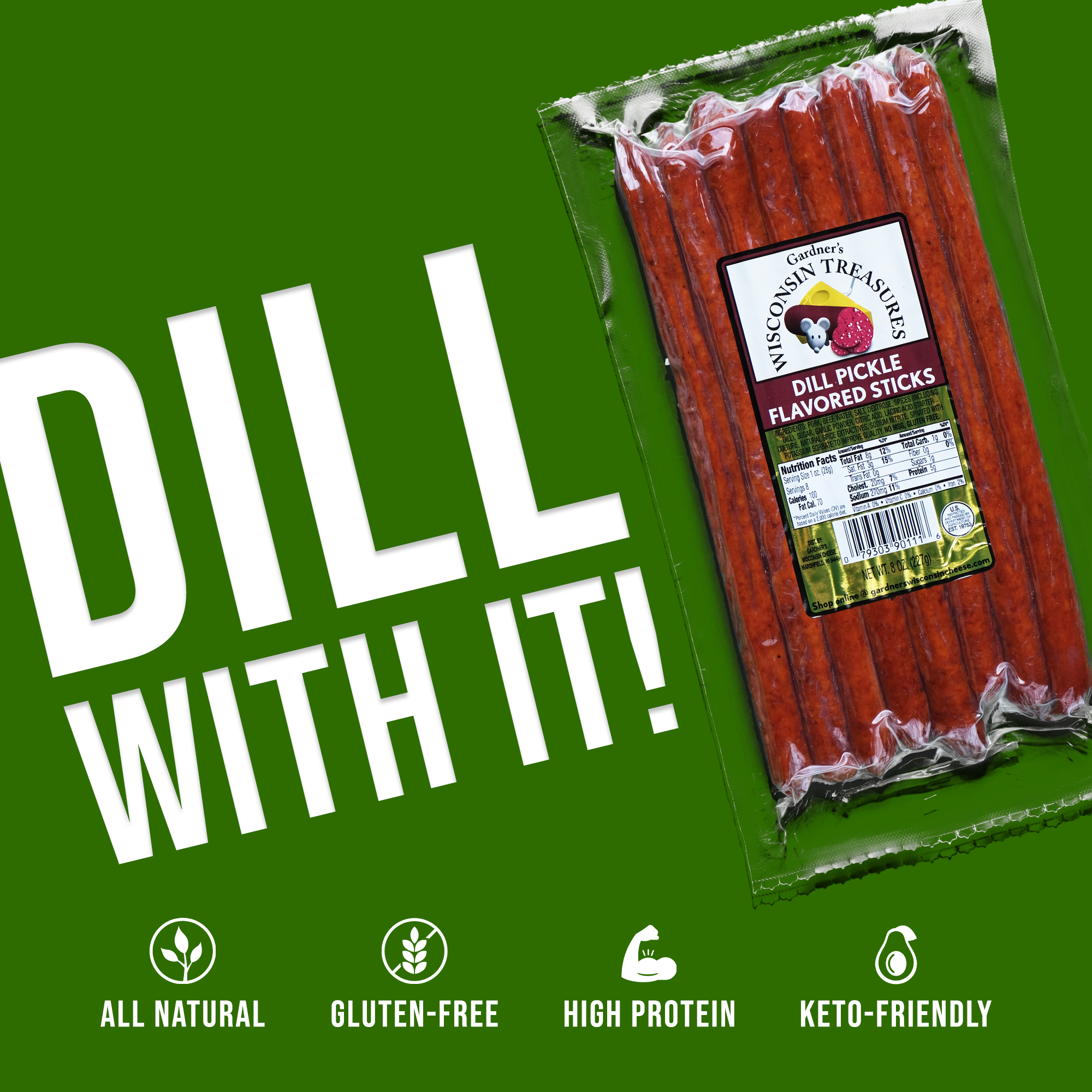 Dill Pickle Meat Sticks *NEW* - Gardners Wisconsin Cheese and Sausage