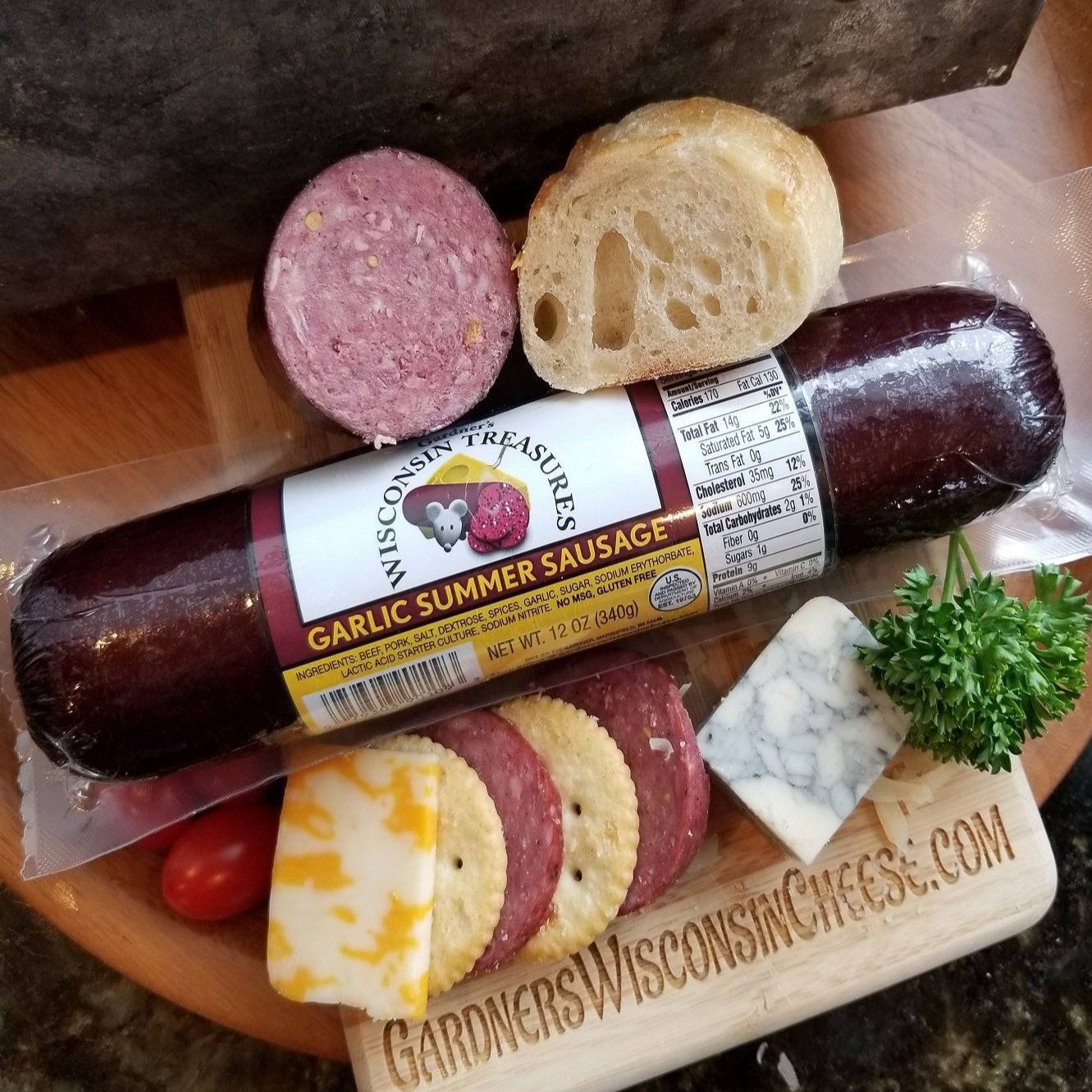 Garlic Summer Sausage (12 oz) - Gardners Wisconsin Cheese and Sausage